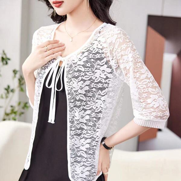 Women's Floral Lace Shrug Cardigan - Image 6