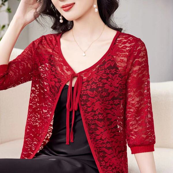 Women's Floral Lace Shrug Cardigan - Image 2