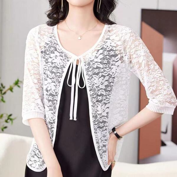 Women's Floral Lace Shrug Cardigan - Image 3