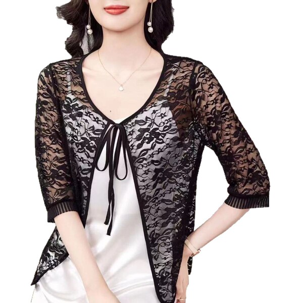 Women's Floral Lace Shrug Cardigan - Image 4